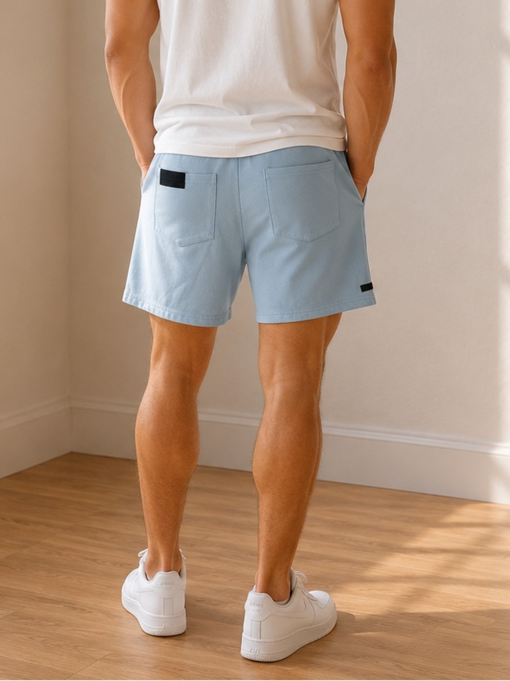 Alphalete Men’s Blue Drawstring Sweat Shorts Logo Patch Size Medium - Picture 2 of 11